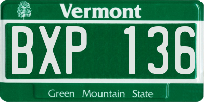 VT license plate BXP136