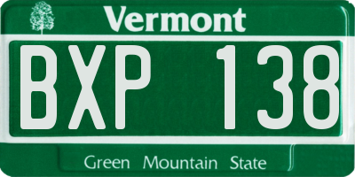 VT license plate BXP138