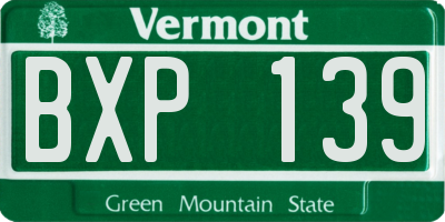 VT license plate BXP139