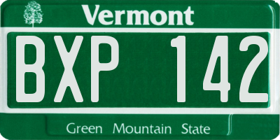 VT license plate BXP142