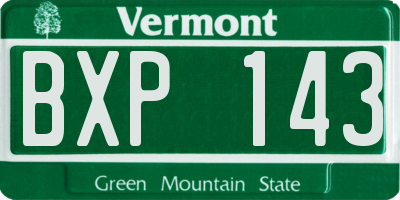 VT license plate BXP143