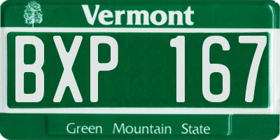 VT license plate BXP167