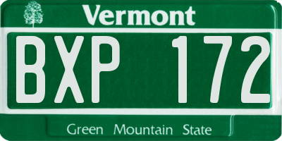 VT license plate BXP172