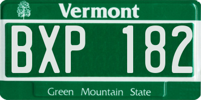VT license plate BXP182