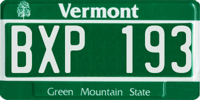 VT license plate BXP193