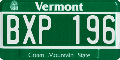 VT license plate BXP196