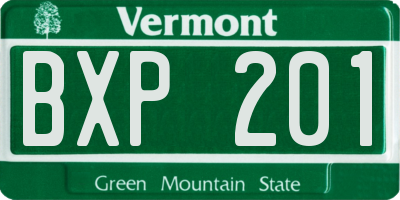 VT license plate BXP201