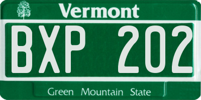 VT license plate BXP202