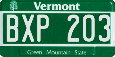 VT license plate BXP203