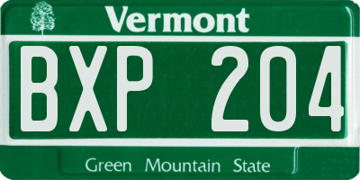 VT license plate BXP204