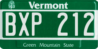 VT license plate BXP212