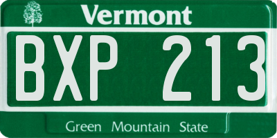 VT license plate BXP213
