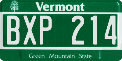 VT license plate BXP214
