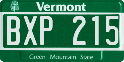VT license plate BXP215