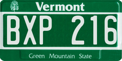 VT license plate BXP216