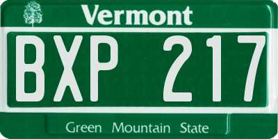 VT license plate BXP217
