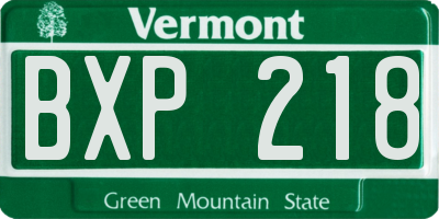 VT license plate BXP218
