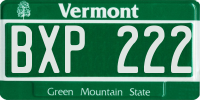 VT license plate BXP222