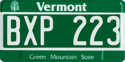 VT license plate BXP223
