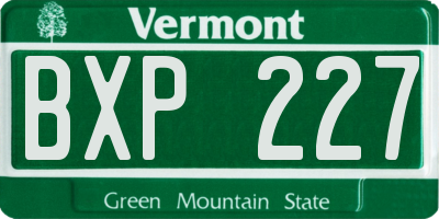 VT license plate BXP227