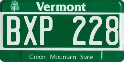 VT license plate BXP228