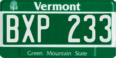 VT license plate BXP233