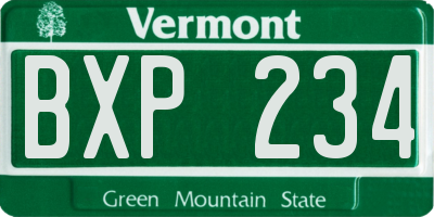 VT license plate BXP234