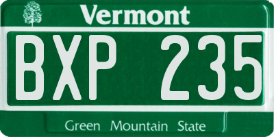 VT license plate BXP235