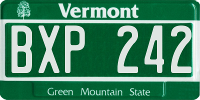 VT license plate BXP242