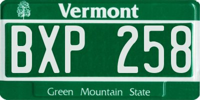 VT license plate BXP258