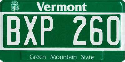 VT license plate BXP260