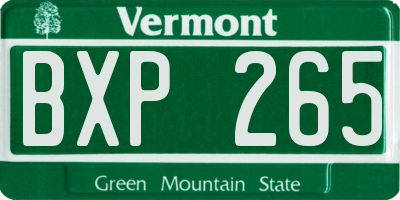 VT license plate BXP265