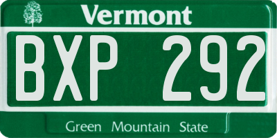 VT license plate BXP292