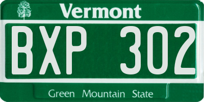 VT license plate BXP302