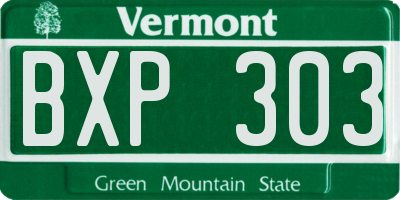 VT license plate BXP303