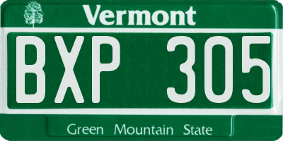 VT license plate BXP305