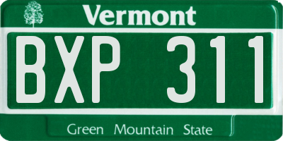VT license plate BXP311