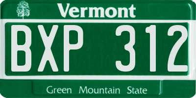 VT license plate BXP312