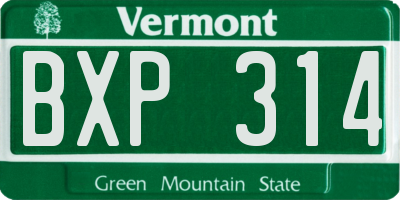 VT license plate BXP314
