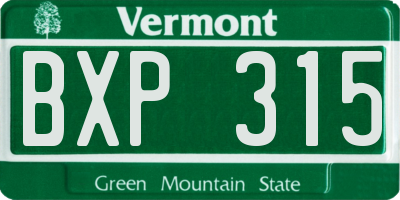 VT license plate BXP315