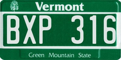 VT license plate BXP316