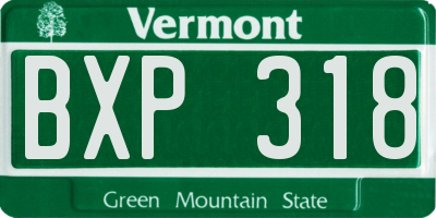 VT license plate BXP318