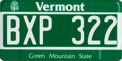 VT license plate BXP322