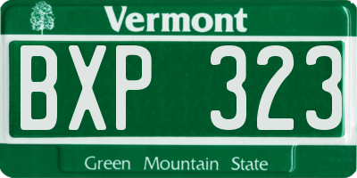 VT license plate BXP323
