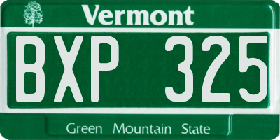 VT license plate BXP325