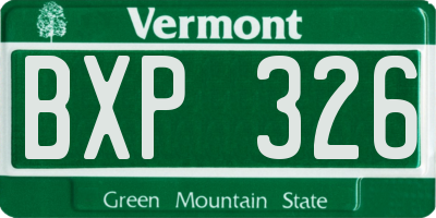 VT license plate BXP326