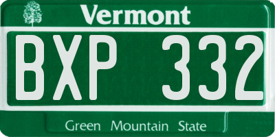 VT license plate BXP332
