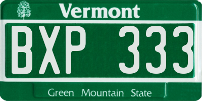 VT license plate BXP333