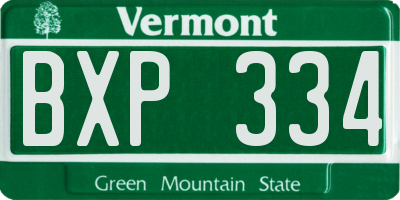 VT license plate BXP334
