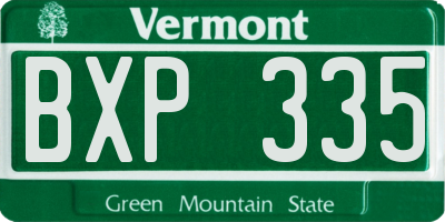 VT license plate BXP335